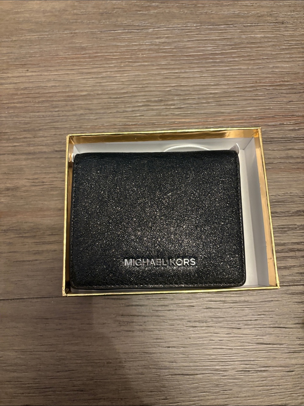 Michael Kors Black Textured Leather Card & Key Holder
